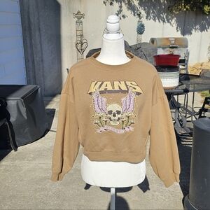 Vans Brown Crewneck with Skull & Wing Graphic